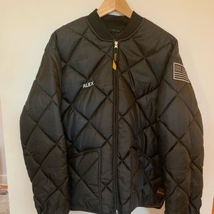 Quilted bomber jacket w/ ALEX embroidered on chest